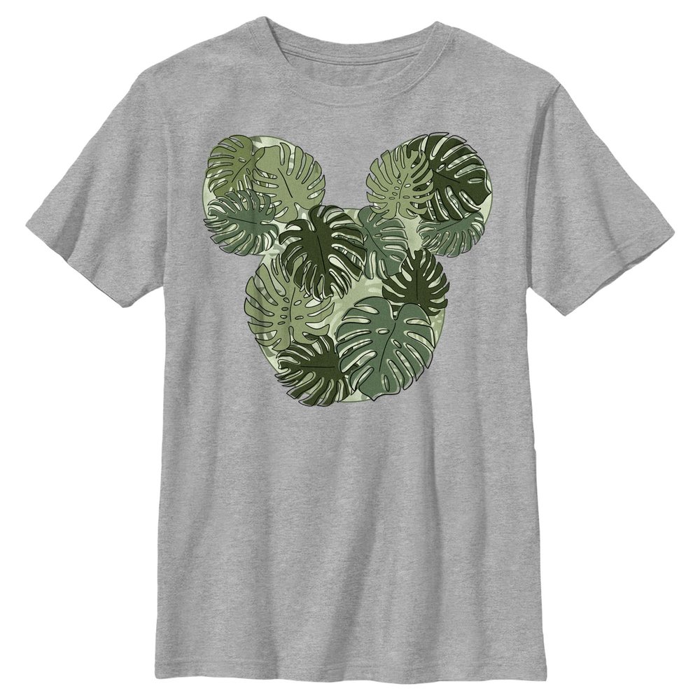 Boy's Mickey & Friends Mickey Mouse Monstera Silhouette T-Shirt - Athletic Heather - X Large