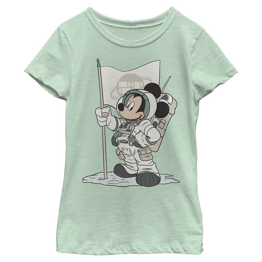 Disney Characters Astro Mickey Girl's Heather Crew Tee, Mint, Large