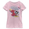 Disney Characters Mickey Birthday 3 Girl's Solid Crew Tee, Light Pink, X-Small view 1