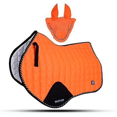 GLP Close Contact Jumping Saddle Cloth Numnah Saddle Pads Free Ear (Ship from USA) (Cob/Pony, F.Orange)