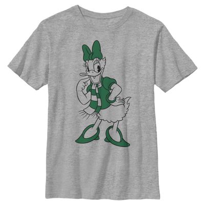 Disney Characters Pine Green Daisy Boy's Crew Tee, Athletic Heather, Small