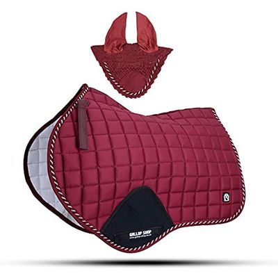 GLP Close Contact Jumping Saddle Cloth Numnah Saddle Pads Free Ear (Ship from USA) (Cob/Pony, Maroon)