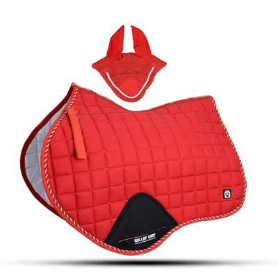 GLP Close Contact Jumping Saddle Cloth Numnah Saddle Pads Free Ear (Ship from USA) (Full, Red)