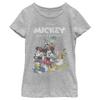 Disney Girl's Mickey & Friends Mickey and Friends Retro Group T-Shirt - Athletic Heather - X Small view 1