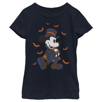Disney Mickey & Friends Halloween Mickey Vampire Portrait Girls T-Shirt Navy Blue