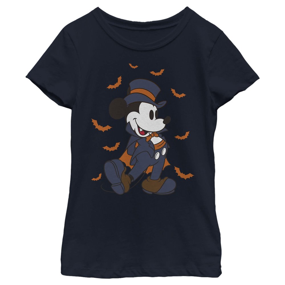 Disney Mickey & Friends Halloween Mickey Vampire Portrait Girls T-Shirt Navy Blue