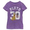 Disney Characters Pluto Collegiate Girl's Heather Crew Tee, Purple Berry, X-Small view 1