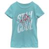Disney Characters Snowboard Cool Girl's Solid Crew Tee, Tahiti Blue, Small view 1