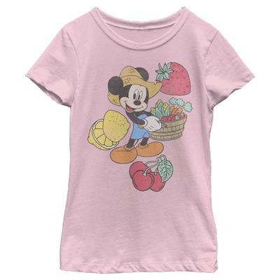 Girl's Mickey & Friends Mickey Mouse Gardener T-Shirt - Light Pink - X Small