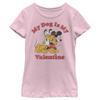 Disney Characters Love My Dog Girl's Solid Crew Tee, Light Pink, Small view 1