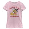 Disney Characters Love My Dog Girl's Solid Crew Tee, Light Pink, Small view 2