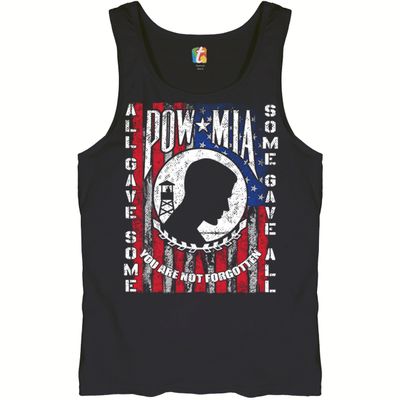 POW MIA You are Not Forgotten Tank Top American Flag Veteran Men's Top Black Small