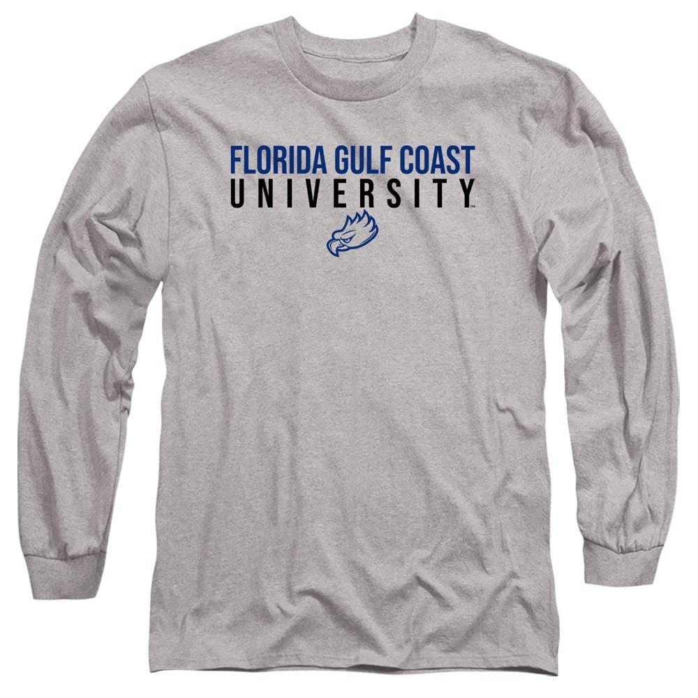 Florida Gulf Coast University Official Stacked Unisex Adult Long-Sleeve T Shirt,Athletic Heather, 2X-Large