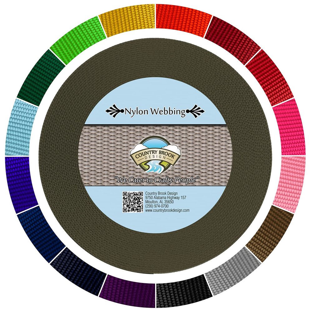 Country Brook Design - 1 1/2 Inch Heavy Duty 100% Real Nylon Webbing - 20+ Vibrant Colors (Ranger Green, 20 Yards)