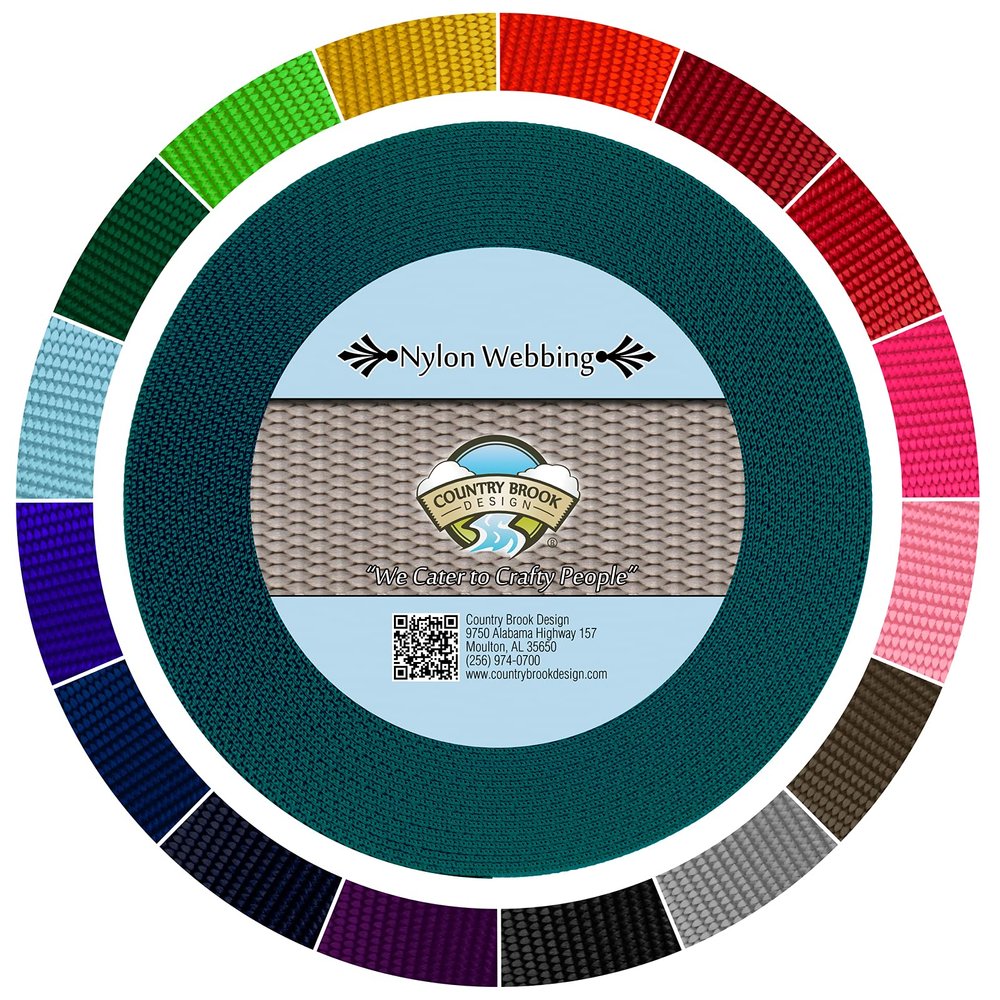 Country Brook Design - 1 1/2 Inch Heavy Duty 100% Real Nylon Webbing - 20+ Vibrant Colors (Teal, 50 Yards)