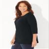 Catherines Women's Plus Size Suprema Studio Double-Ring Tee - 6X, Black view 3