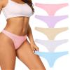 voenxe Seamless Women Underwear Thongs,No Show Ladies Thong,Invisible No Line Breathable Comfortable Panties Undies,Womens No Seam Soft Wide Gusset Tanga,Legging Underpants for Woman 5-Pack view 1