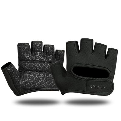 RYMNT Minimal Weight Lifting Gloves,Short Micro Workout Gloves Grip Pads with Full Palm Protection & Extra Grip for Men Women Weightlifting,Gym,Exercise Training.BK-XS