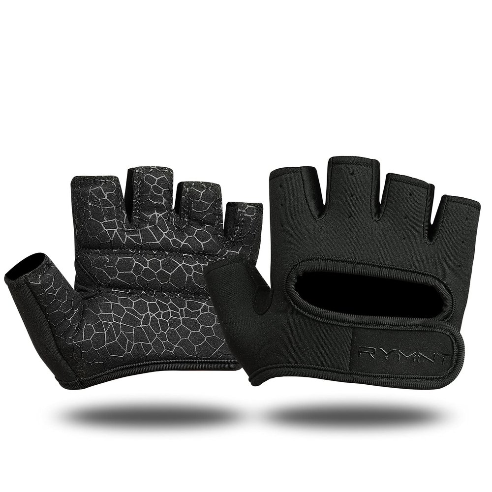 RYMNT Minimal Weight Lifting Gloves,Short Micro Workout Gloves Grip Pads with Full Palm Protection & Extra Grip for Men Women Weightlifting,Gym,Exercise Training.BK-XS