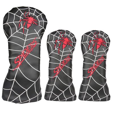 Golf Builder 3pcs/Set Spider Embroidery Black Golf Club Driver Fairway Wood Head Covers 1 3 5 Wood Covers