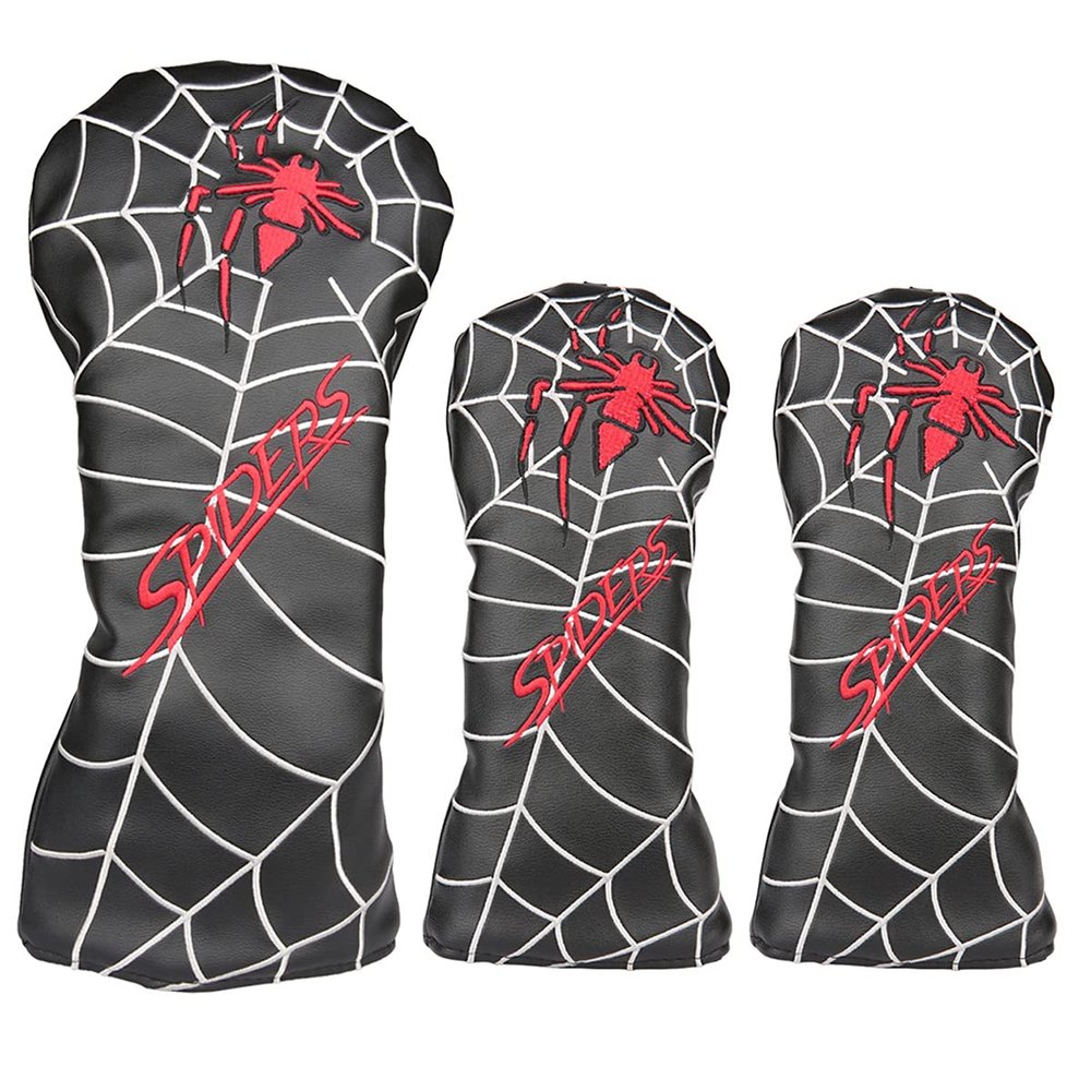 Golf Builder 3pcs/Set Spider Embroidery Black Golf Club Driver Fairway Wood Head Covers 1 3 5 Wood Covers