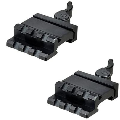 360 Tactical Quick Detachable Base with Lever Lock System Easy Removal Metal Black Accessories Single 3-Slot Angle 45 Degree Off-Set (2 PCS)