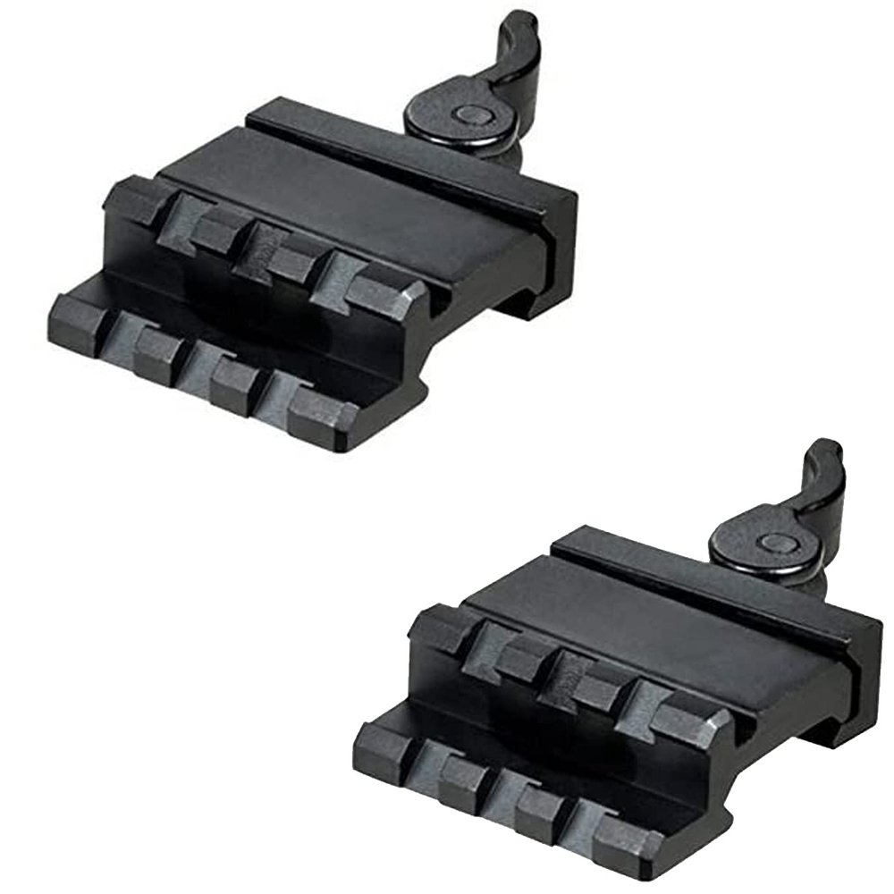 360 Tactical Quick Detachable Base with Lever Lock System Easy Removal Metal Black Accessories Single 3-Slot Angle 45 Degree Off-Set (2 PCS)