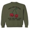 0398. Cool Motivational Quotes Graphic Skull Death Tattoo Art Cherry Good Society Men's Crewneck Sweatshirt (Olive, Small) view 1