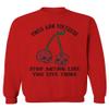 0398. Cool Motivational Quotes Graphic Skull Death Tattoo Art Cherry Good Society Men's Crewneck Sweatshirt (Red, Small) view 1