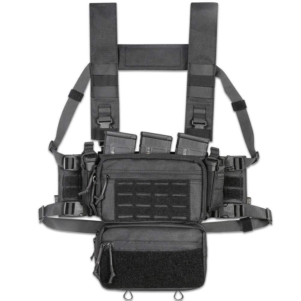 ACE TAC S.O.P. Tactical Chest Rig with 5.56/7.62 Magazine Pouch Holder, Pistol Pouch, Molle Dangler