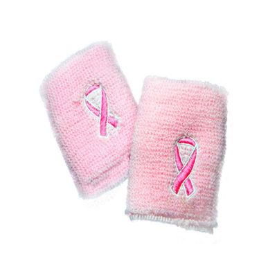 10 Pack Pink Ribbon Breast Cancer Awareness Sweat Wristbands, Bulk Pack for for Breast Cancer Awareness Events, Football Games, Fundraising Walks