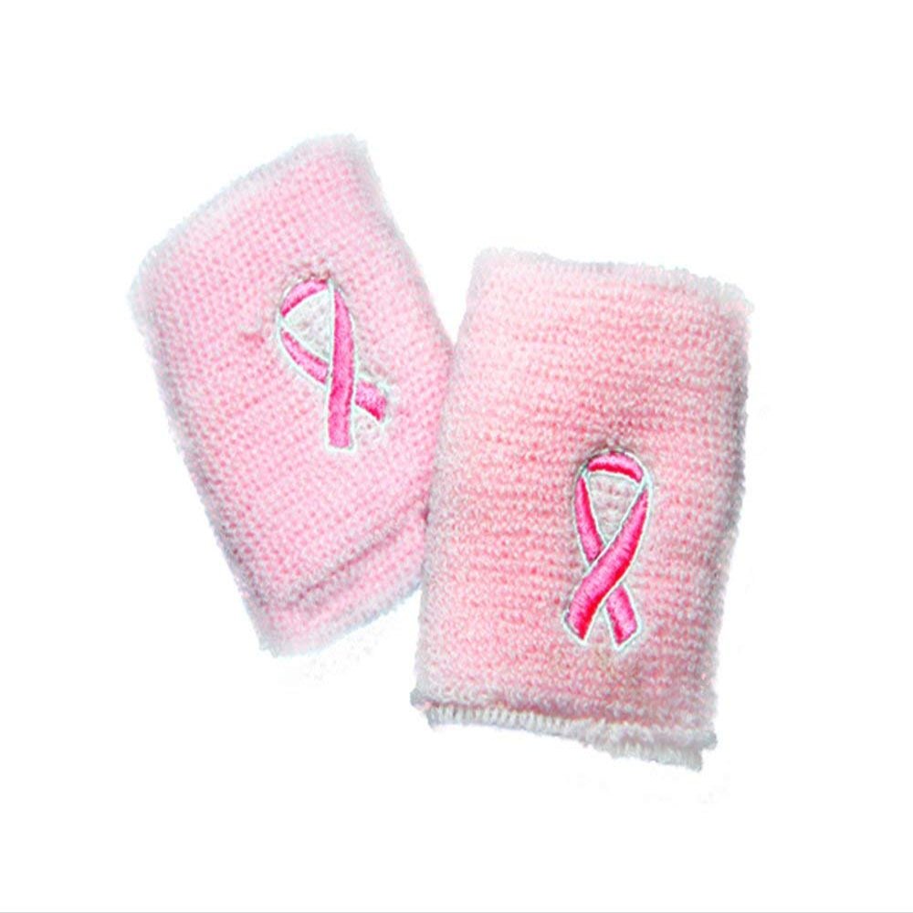 10 Pack Pink Ribbon Breast Cancer Awareness Sweat Wristbands, Bulk Pack for for Breast Cancer Awareness Events, Football Games, Fundraising Walks