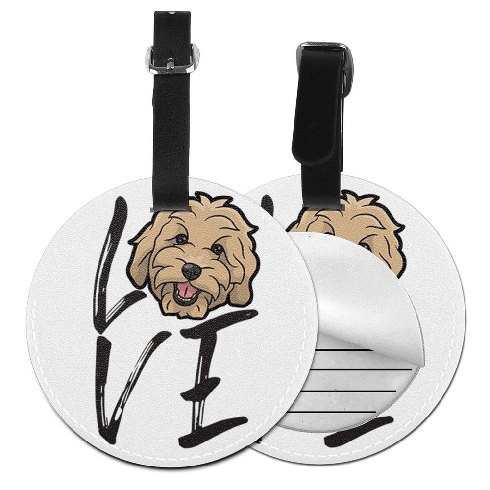 Luggage Tag Goldendoodle Love Doodle Dog, Pu Leather Bag Travel Suitcases Id Identifier Baggage Label for Women Men Boys Girls