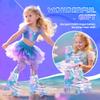 NEMONE Mermaid 4 Size Adjustable Light up Roller Skates for Girls, Blue Purple Skates for Toddlers, Beginner Kids Roller Skates Indoor Outdoor (Blue S) view 4