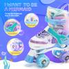 NEMONE Mermaid 4 Size Adjustable Light up Roller Skates for Girls, Blue Purple Skates for Toddlers, Beginner Kids Roller Skates Indoor Outdoor (Blue L) view 3