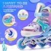 NEMONE Mermaid Inline Skates, 4 Sizes Adjustable Skates for Girls Kids with Light up Wheels, Indoor Beginner Outdoor for Kids Ages 4-6 5-8 6-12 8-12 view 3