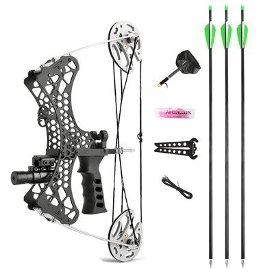25 Lbs Archery Mini Compound Bow and Arrows Set Compound Bow Kit Right and Left Hand Bow for Outdoor Hunting Shooting Fishing