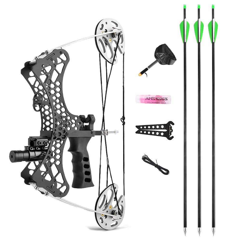 25 Lbs Archery Mini Compound Bow and Arrows Set Compound Bow Kit Right and Left Hand Bow for Outdoor Hunting Shooting Fishing
