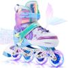 NEMONE Mermaid Inline Skates, 4 Sizes Adjustable Skates for Girls Kids with Light up Wheels, Indoor Beginner Outdoor for Kids Ages 4-6 5-8 6-12 8-12 view 1