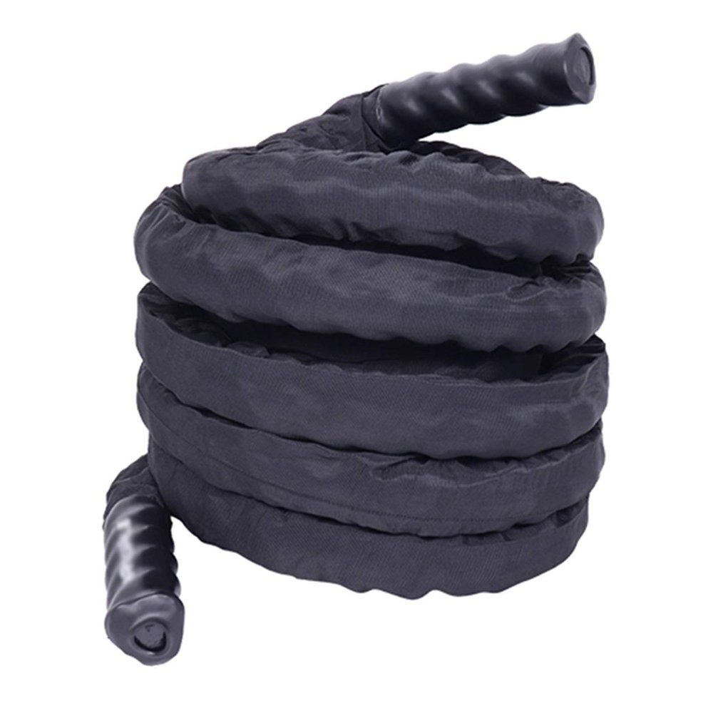 Battle Rope Hua 9m 12m Battle Rope Fitness Throwing Rope, Diameter 38mm 50mm, Comprehensive Physical Strength Training Exercise Rope, with Fixed Anchor Kit, Black (Size : 50mmx12m)