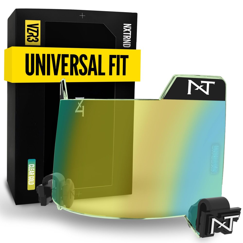 Nxtrnd VZR3 Football Visor, Curved Lens Technology, Fits Adult & Youth Football Helmets (Clear Gold)