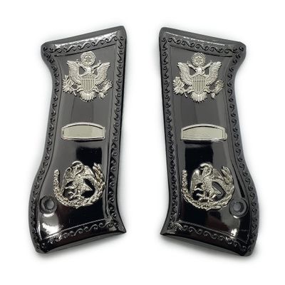 Custom Jericho 941 FS/Magnum Baby Eagle Black Nickel Metal Jericho 9mm Grips