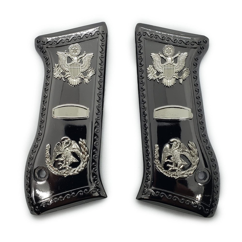 Custom Jericho 941 FS/Magnum Baby Eagle Black Nickel Metal Jericho 9mm Grips