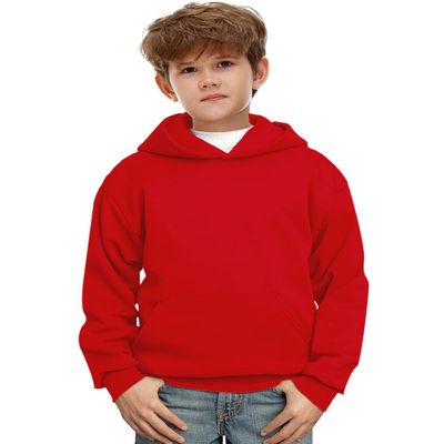 Girls Red Hooded Sweatshirt Classic with Big Pocket Long Sleeve Cute Unisex Kids Athletic Hoodies 7-8 Years