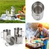 Wulisan Stackable Camping Mug Stainless Steel Portable Cups with Folding Handle & Mesh Bag for Touring Trips Outdoor Camping Campfire Hiking Picnic 4 Piece Set 7.44oz, 11.16oz, 16.9oz, 22.3oz view 3