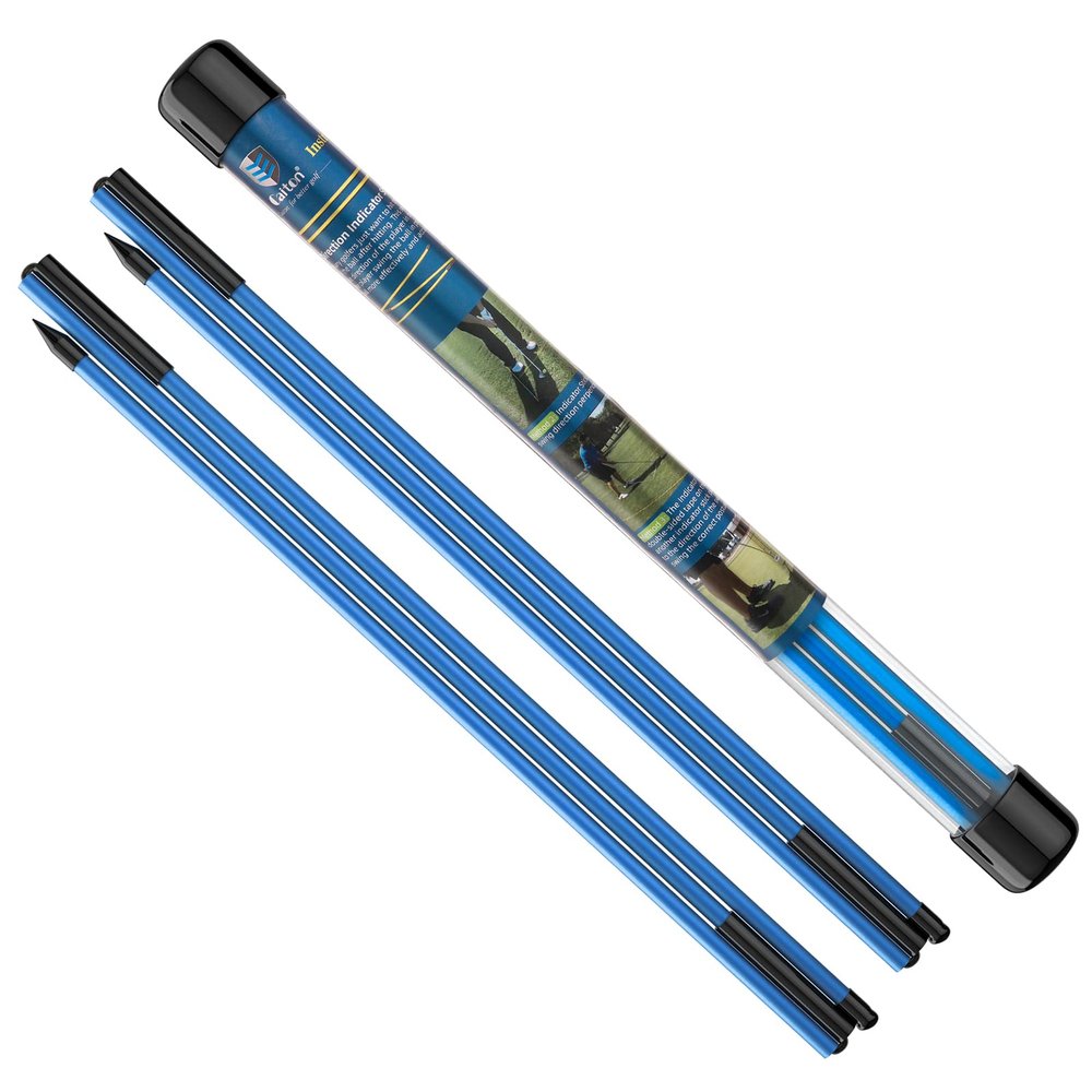 MoKo Golf Alignment Stick, 2 Set Golf Alignment Rods, 48" Collapsible Alignment Stick Golf Training Aid for Aiming, Putting, Posture Corrector, Golf Practice Sticks with Clear Tube Case, Blue
