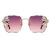 Vintage Rimless Square Rhinestone Sunglasses Women Retro Cutting Lens Luxury Bling Diamond Sun Glasses Female Party Eyewear (purple&pink) view 1