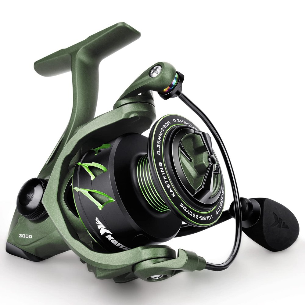 KastKing Spartacus II Spinning Reel Sealed Carbon Fiber 22LBs Max Drag 7+1 Stainless BB for Saltwater&Freshwater 5.2:1 Gear Ratio Size 500&1000 Perfect for Ice Fishing