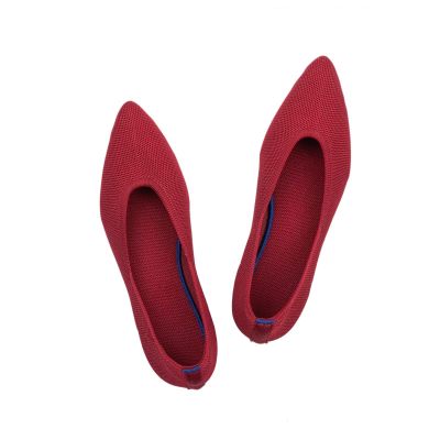 Frank Mully Womens Pointed Toe Flats Knit Dress Shoes Comfort Women Shoes Softable Chili Red, 7