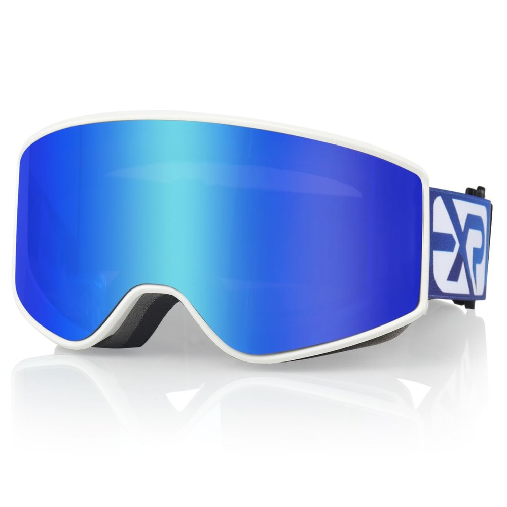 EXP VISION Kids Ski Snowboard Goggles Parent-child Snow Goggles Over Glasses for Age 4-14 Boys, Girl, Youth (Kids Ski Goggles-Blue)